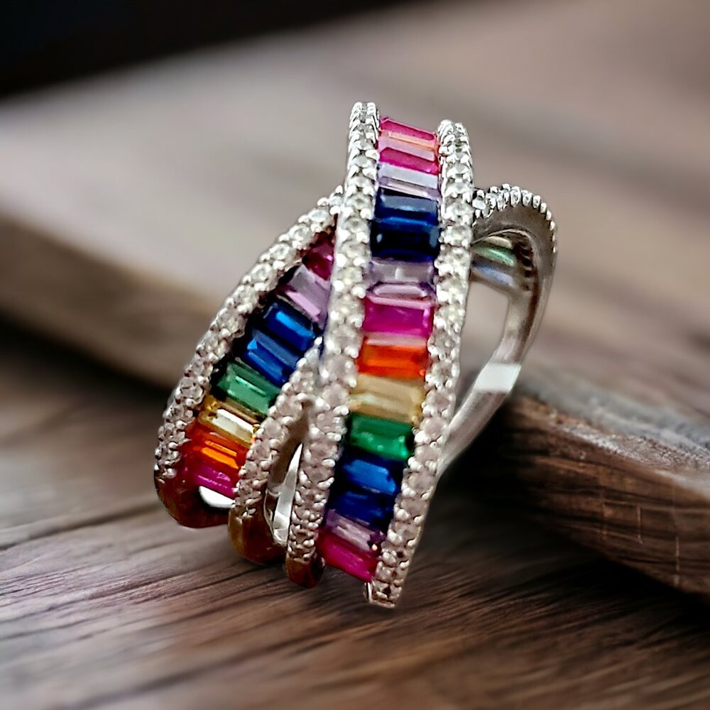 MACY'S Rainbow Baguette Ring